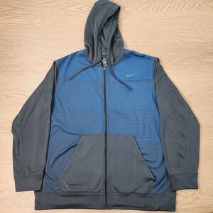 Nike Therma Fit Training Hoodie Mens XL Geometric Blue Obsidian Full Zip Jacket